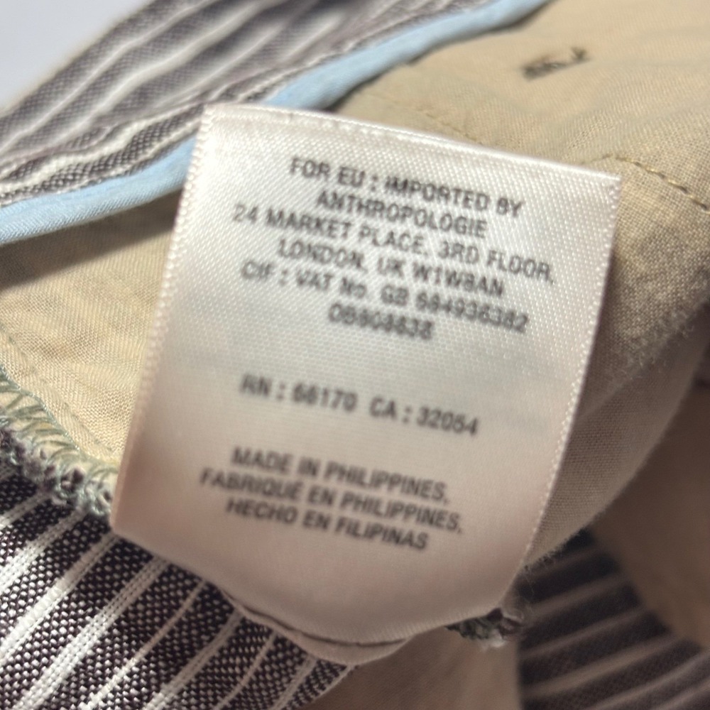 Anthropologie Ett Twa Super Wide Leg Brown Striped Linen Pant Women Size 12 Tall - Picture 12 of 16